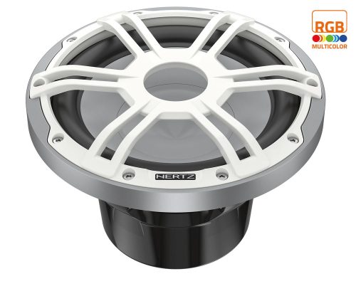 Hertz HMS 10 S2-LD-SW Vízálló hajós/motor/powersport 25cm-es LED-es mélynyomó fehér színben